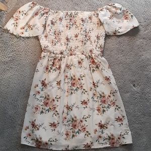 Flower dress off shoulder
